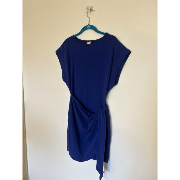 DKNY Tie Waist Mini Dress Women’s size XS Tie-Front Short Sleeve Marine Blue - Picture 1 of 6